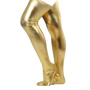 Gold metallic glitter one size fits most Thigh High stretchy stocking …